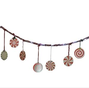 Hand Crafted Holiday Garlan Crochet Red White Green Candy Theme Upcycled Paper